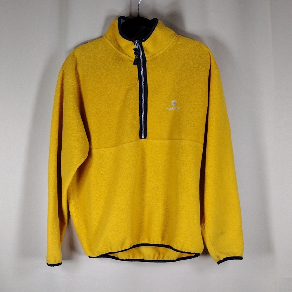 Vintage Timberland Fleece Pullover Men’s Size M Yellow 1/4 Zip-Up Long Sleeve